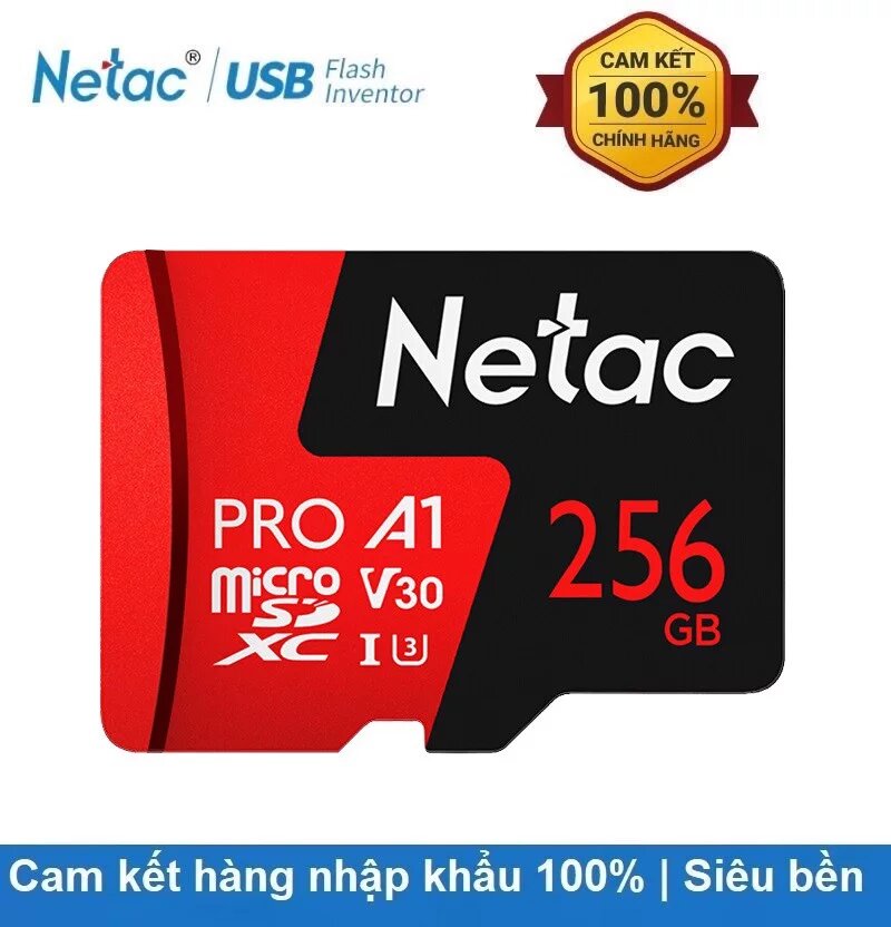Thẻ nhớ MicroSD 256Gb Netac U3 Pro 108Mb/s